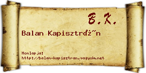 Balan Kapisztrán névjegykártya